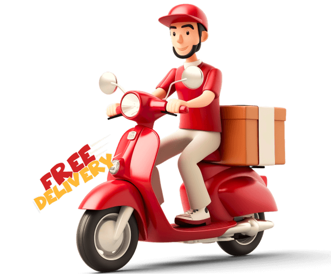 Delivery man on a red scooter